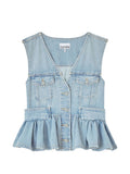 Ganni Women Denim Peplum Top