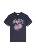 Ganni Women Raspberry Cotton T-Shirt
