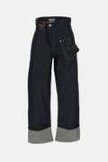 Jw Anderson Women Twisted Turn Up Workwear Denim Jeans