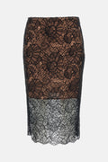 Rotate Women Lace Midi Pencil Skirt