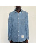 Thom Browne Men Armband In Washed Denim Shirt