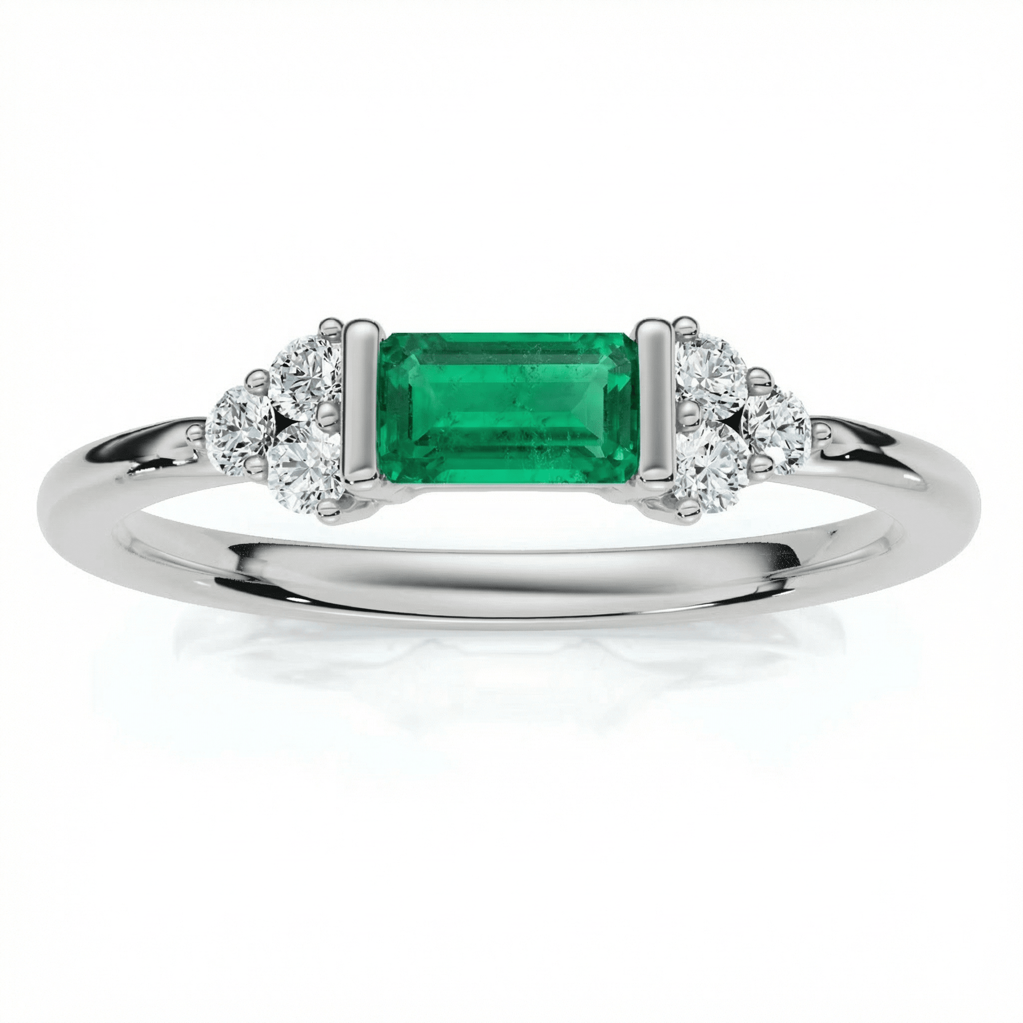 1/3Ct Thin Emerald Diamond Stackable Wedding Ring 14k Gold Lab Grown