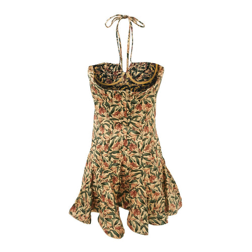 AGUA BY AGUA BENDITA YELLOW AND GREEN 'ANTURIO MONARCA AMARILLO' DRESS - SIZE L