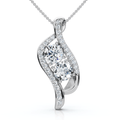 1 1/2 ct Two Stone Forever Us Diamond Pendant 14k White Gold 1" Tall
