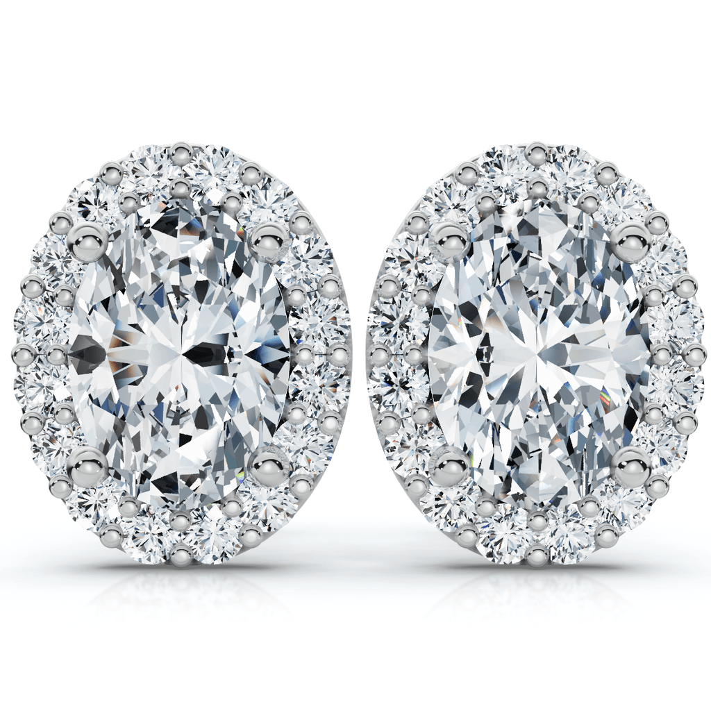 2 1/2Ct Oval Diamond 14k Gold Lab Grown Halo Earrings