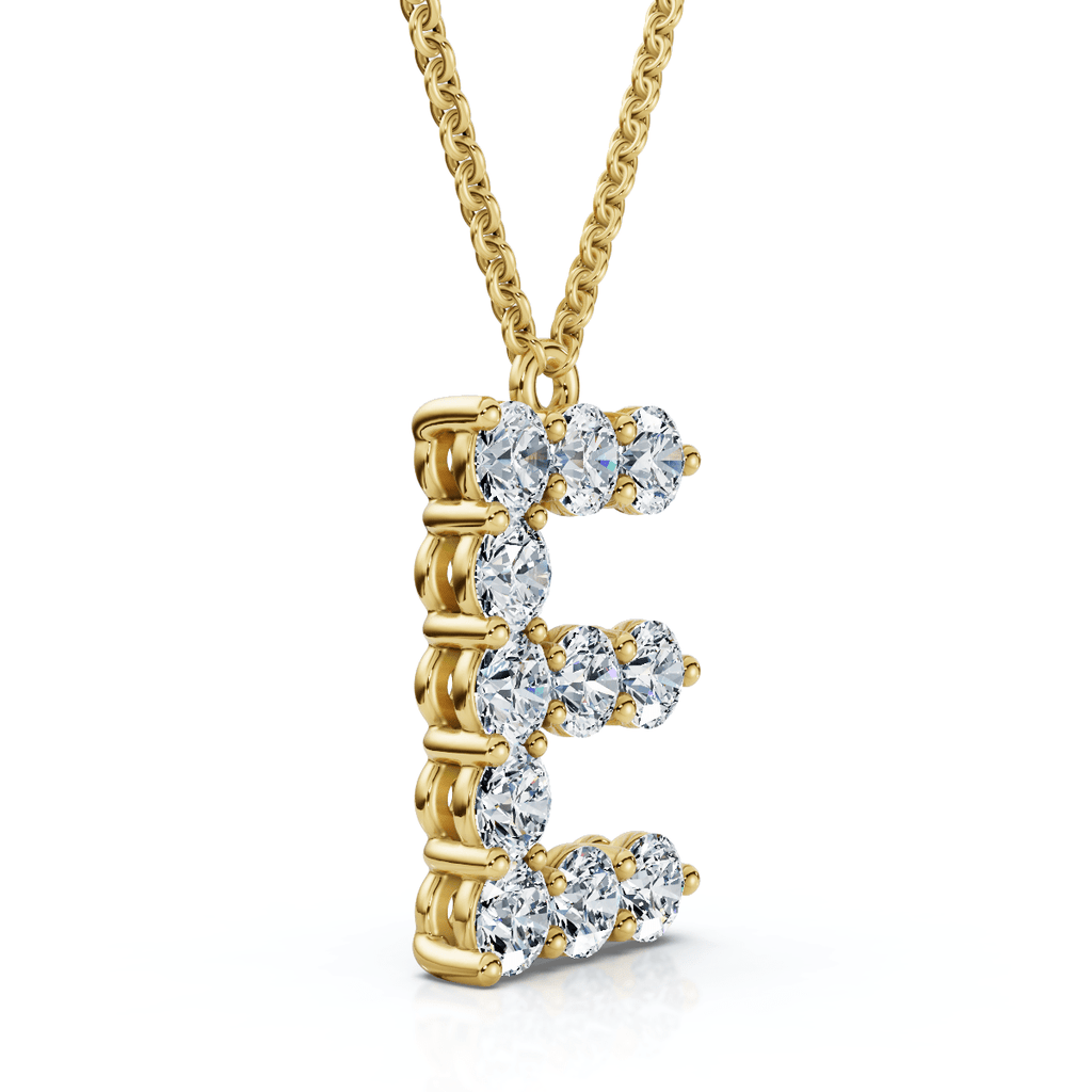 1Ct Diamond Initial "E" Pendant 14k Gold 18" Necklace Lab Grown 5/8" Tall