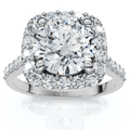 Certified 2Ct Cushion Halo Diamond Engagement Ring Accent White Gold Lab Grown