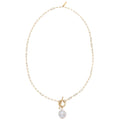 18k Yellow Gold Plated Fresh Water Pearl Cassis Necklace 18.5"