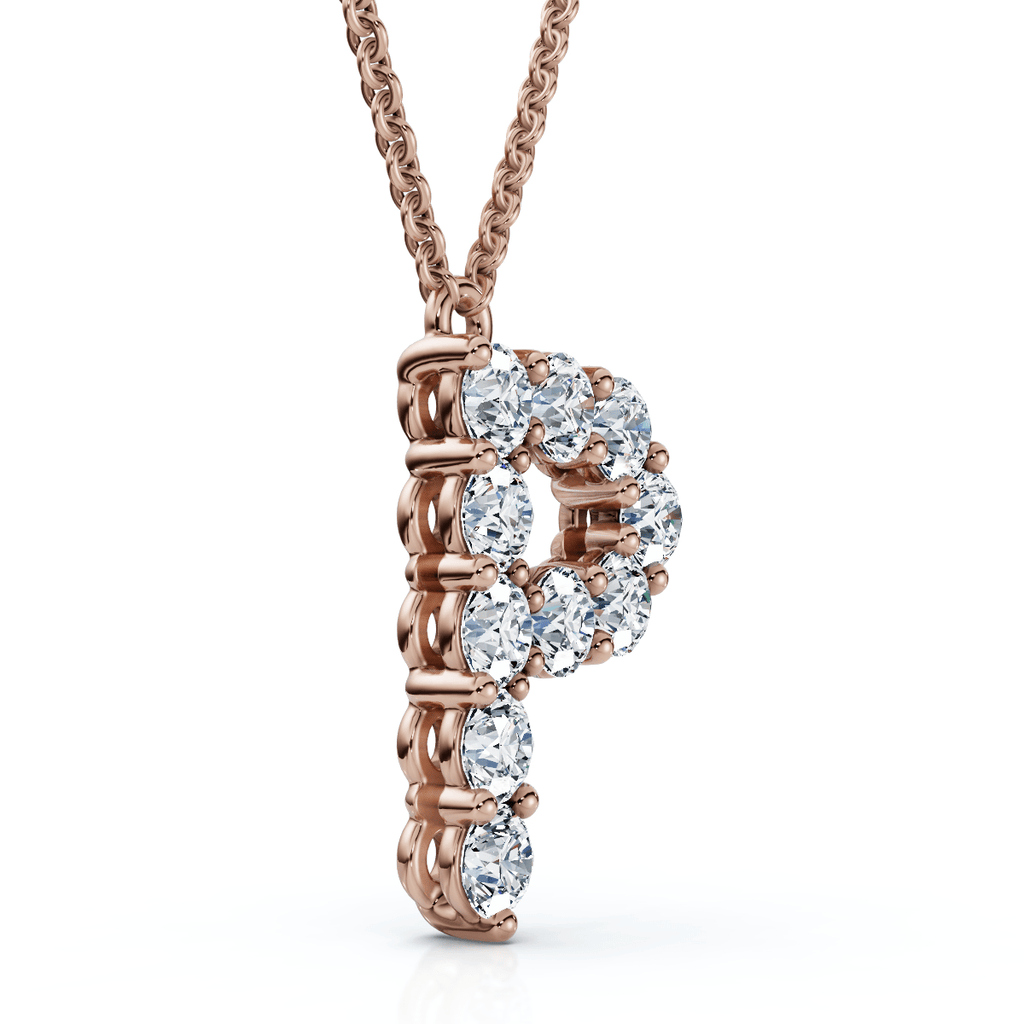 1Ct Diamond Initial "P" Pendant 14k Gold 18" Necklace Lab Grown 5/8" Tall