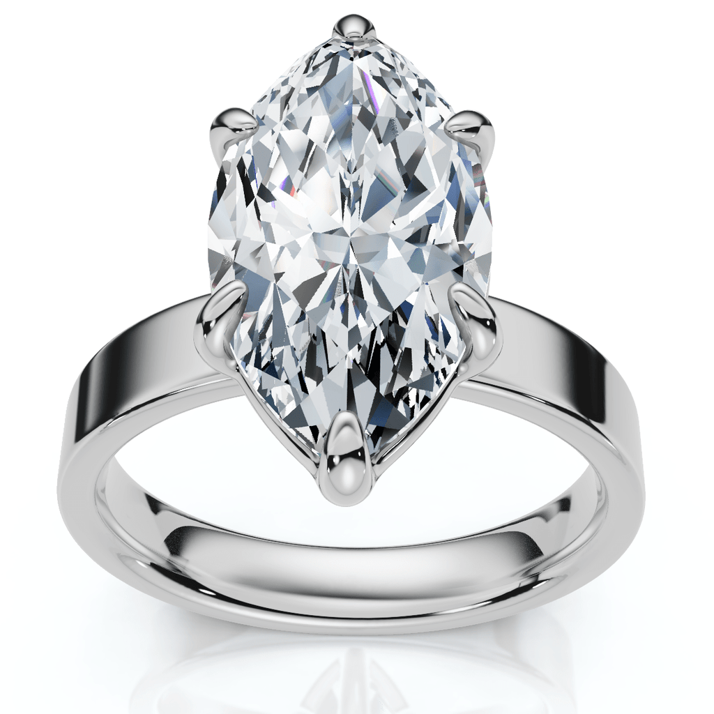 Certified 2Ct Marquise Cut Flat Cigar Band Engagement Ring 14k Gold Lab Grown