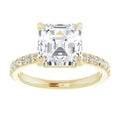 3 1/3Ct Asscher Cut & Diamond Engagement Ring in White, Yellow, or Rose Gold