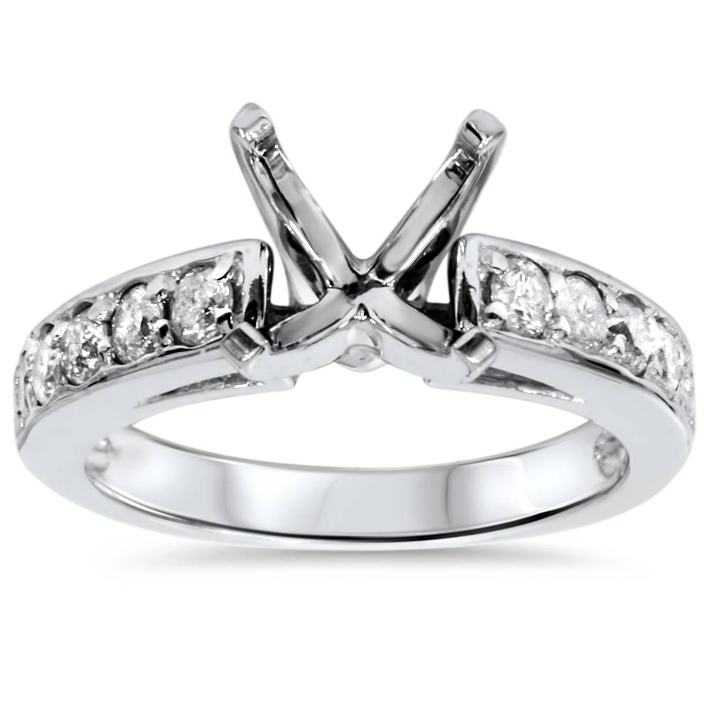 1/2ct Diamond Semi Mount Ring 14K White Gold Size: 8