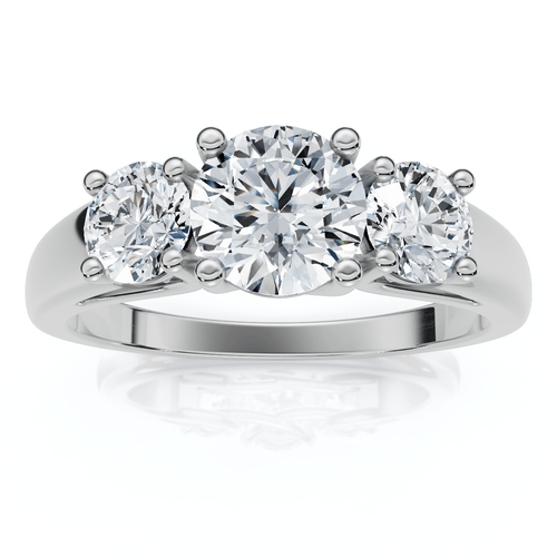 1Ct Three Stone Diamond Engagement Ring 14k Gold or Platinum Lab Grown FG/VS