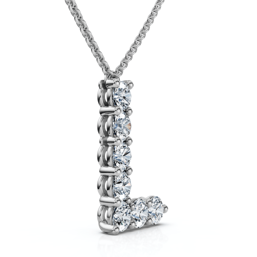 1Ct Diamond Initial "L" Pendant 14k Gold 18" Necklace Lab Grown 5/8" Tall