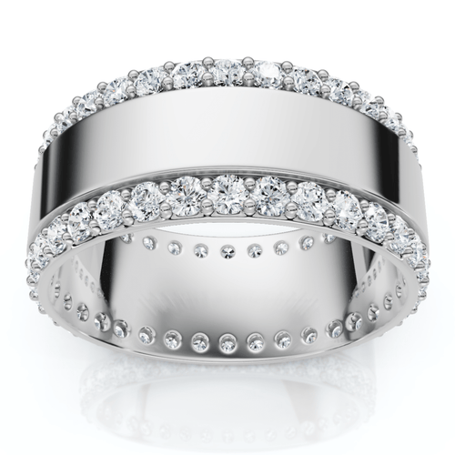 1Ct Lab Grown Diamond Ring Mens Textured Wedding 8mm Band White or Yellow Gold