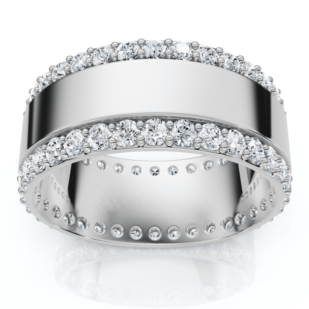 1Ct Lab Grown Diamond Ring Mens Textured Wedding 8mm Band White or Yellow Gold