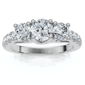 1 1/4Ct Three Stone Diamond Engagement Ring 14k Gold or Platinum Lab Grown