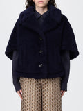 Max Mara Fur Coat Woman Blue