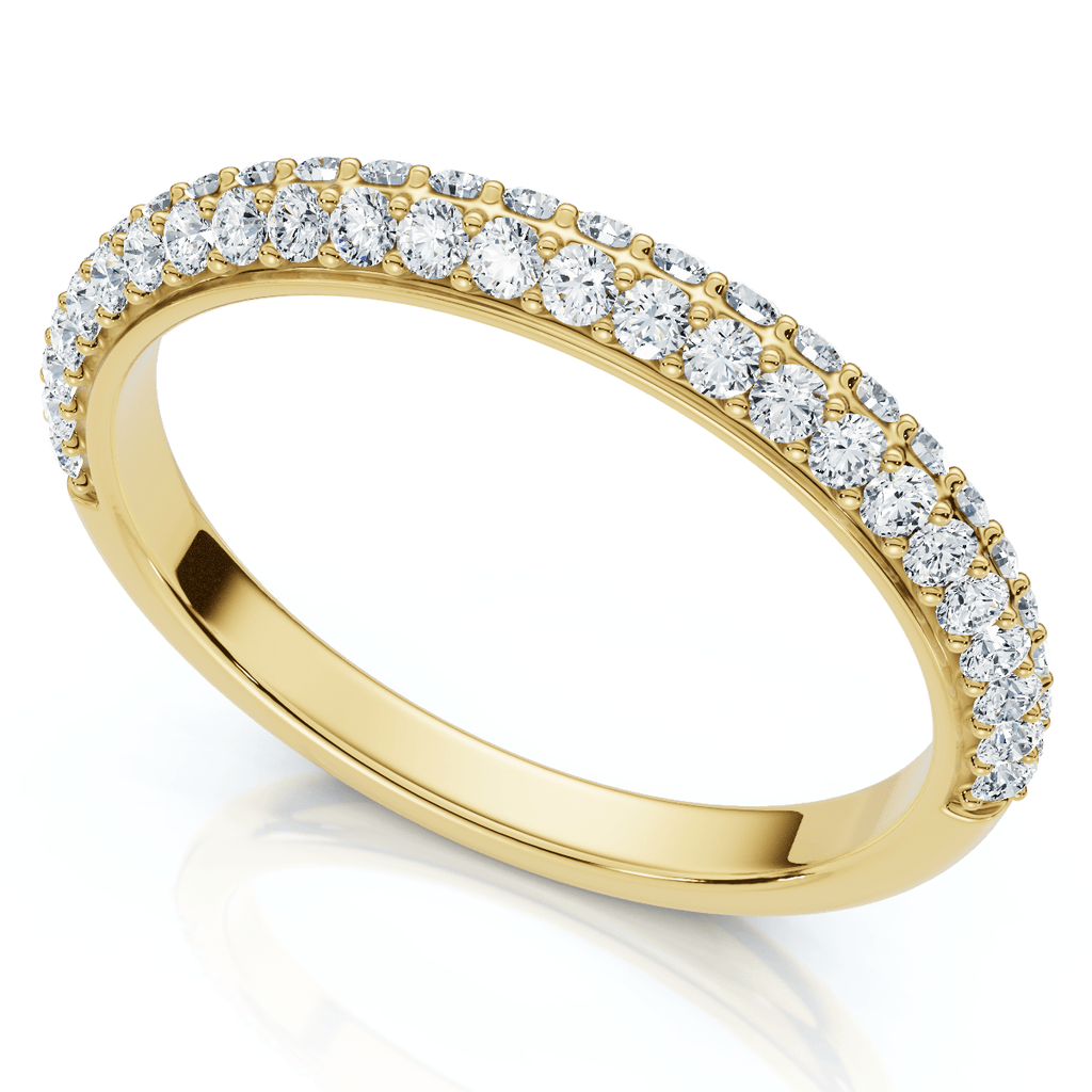 1/4Ct TW Diamond Micro Pave Wedding Ring Stackable Band 14k Gold Lab Grown