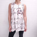 BOUTIQUE MOSCHINO SLEEVELESS GRAPHIC-PRINT WHITE TOP - SIZE 40