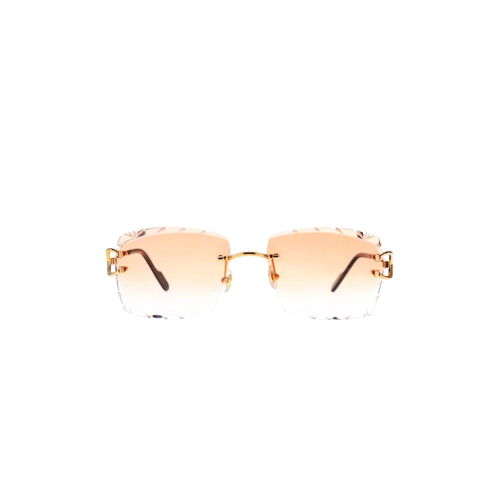 Cartier Custom Vintage Double C Diamond Cut Mykonos Gold Sunglasses by MEG