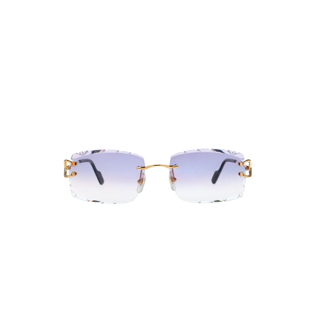 Cartier Custom Vintage Double C Diamond Cut Brooklyn Platinum Sunglasses by MEG