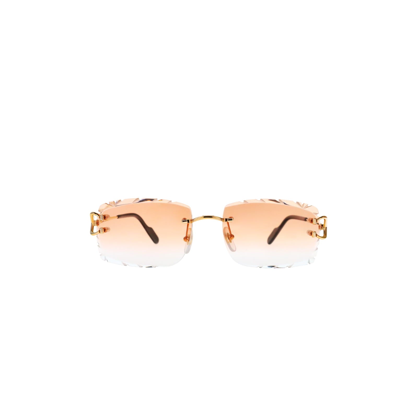 Cartier Custom Vintage Double C Diamond Cut Brooklyn Gold Sunglasses by MEG