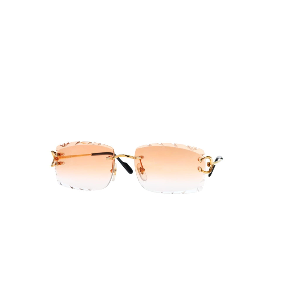 Cartier Custom Vintage Double C Diamond Cut Brooklyn Gold Sunglasses by MEG