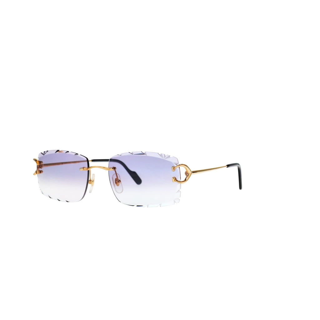 Cartier Custom Vintage Double C Diamond Cut Brooklyn Gold Sunglasses by MEG