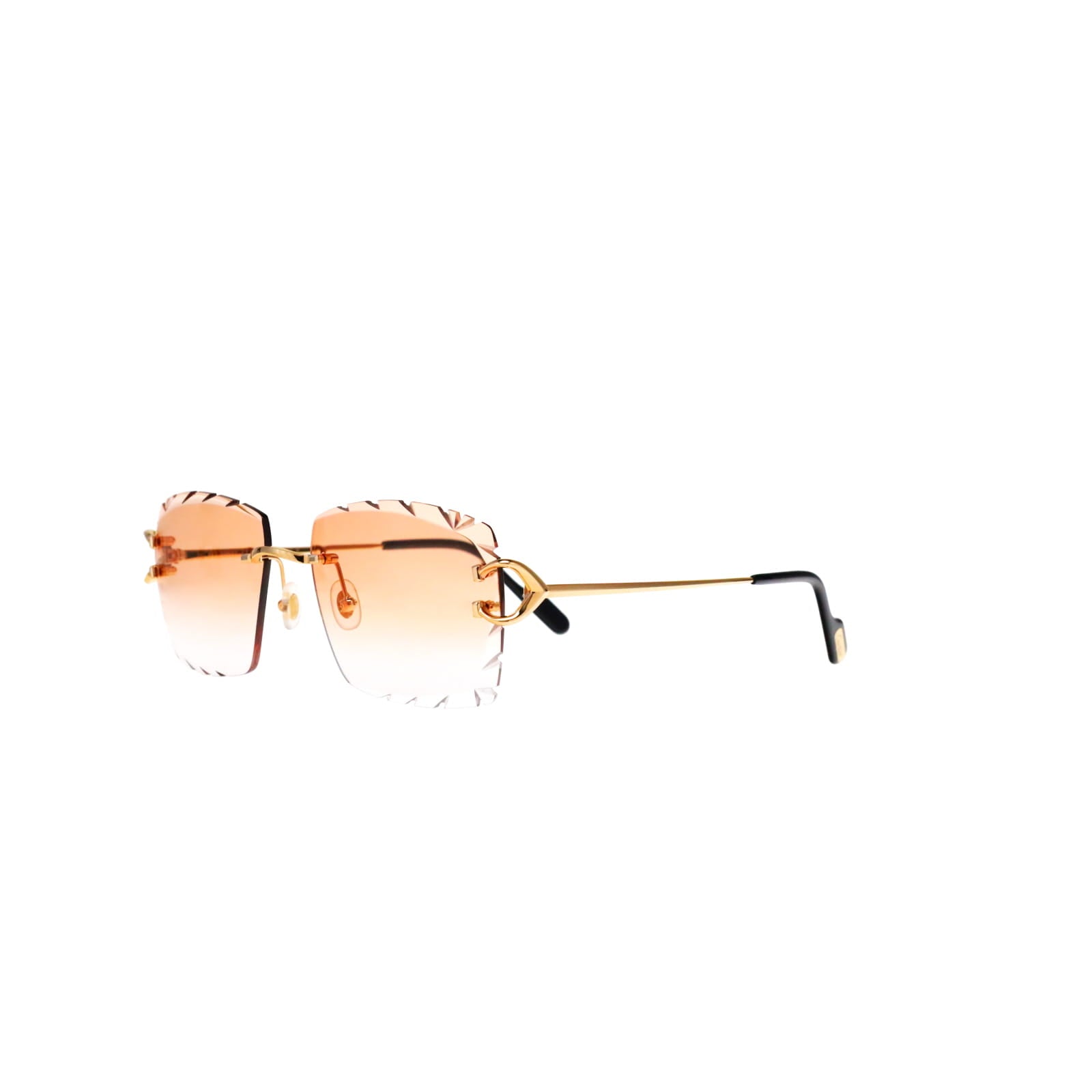 Cartier Custom Vintage Double C Diamond Cut Mykonos Gold Sunglasses by MEG