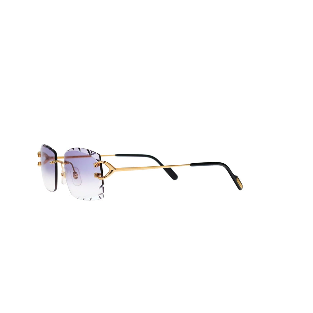 Cartier Custom Vintage Double C Diamond Cut Brooklyn Gold Sunglasses by MEG