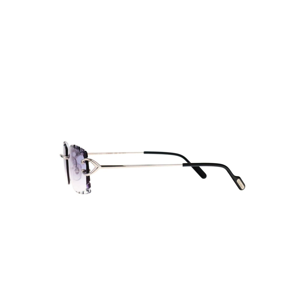 Cartier Custom Vintage Double C Diamond Cut Brooklyn Platinum Sunglasses by MEG