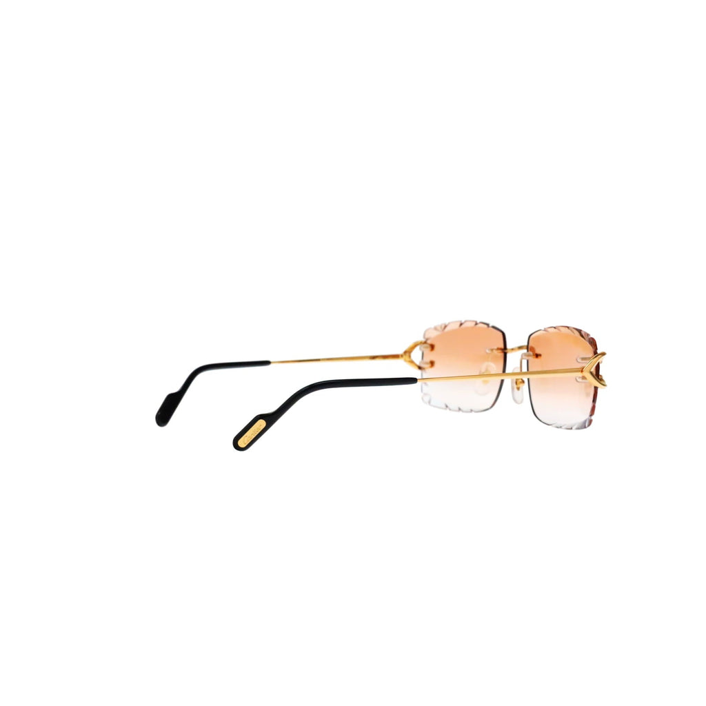 Cartier Custom Vintage Double C Diamond Cut Brooklyn Gold Sunglasses by MEG