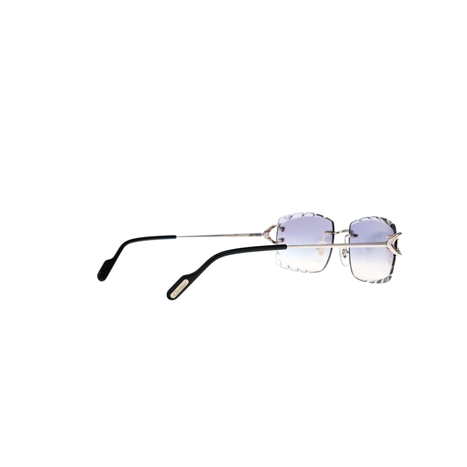 Cartier Custom Vintage Double C Diamond Cut Brooklyn Platinum Sunglasses by MEG