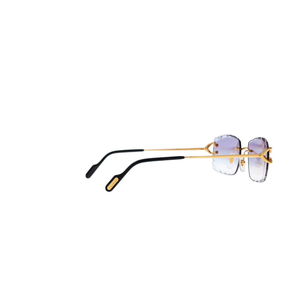 Cartier Custom Vintage Double C Diamond Cut Brooklyn Platinum Sunglasses by MEG