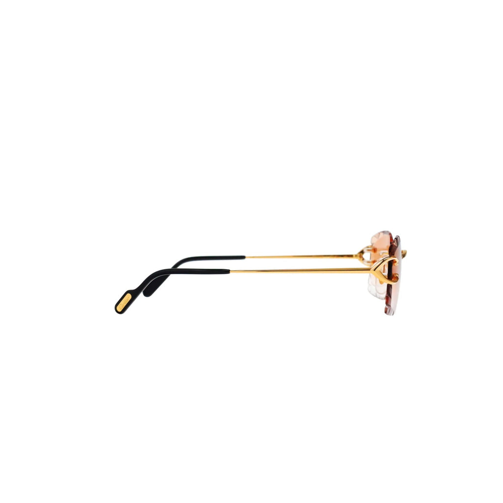 Cartier Custom Vintage Double C Diamond Cut Brooklyn Gold Sunglasses by MEG