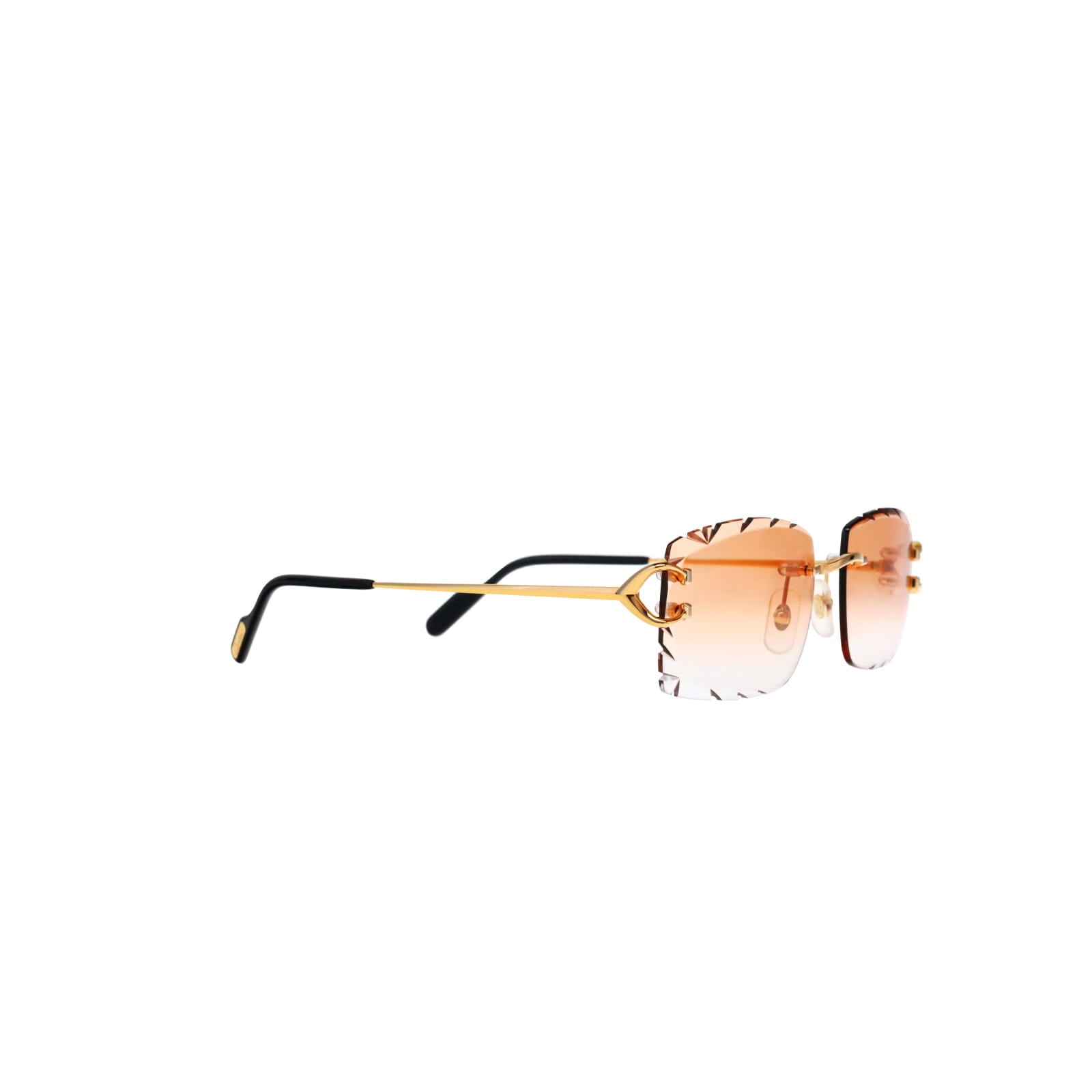 Cartier Custom Vintage Double C Diamond Cut Brooklyn Gold Sunglasses by MEG