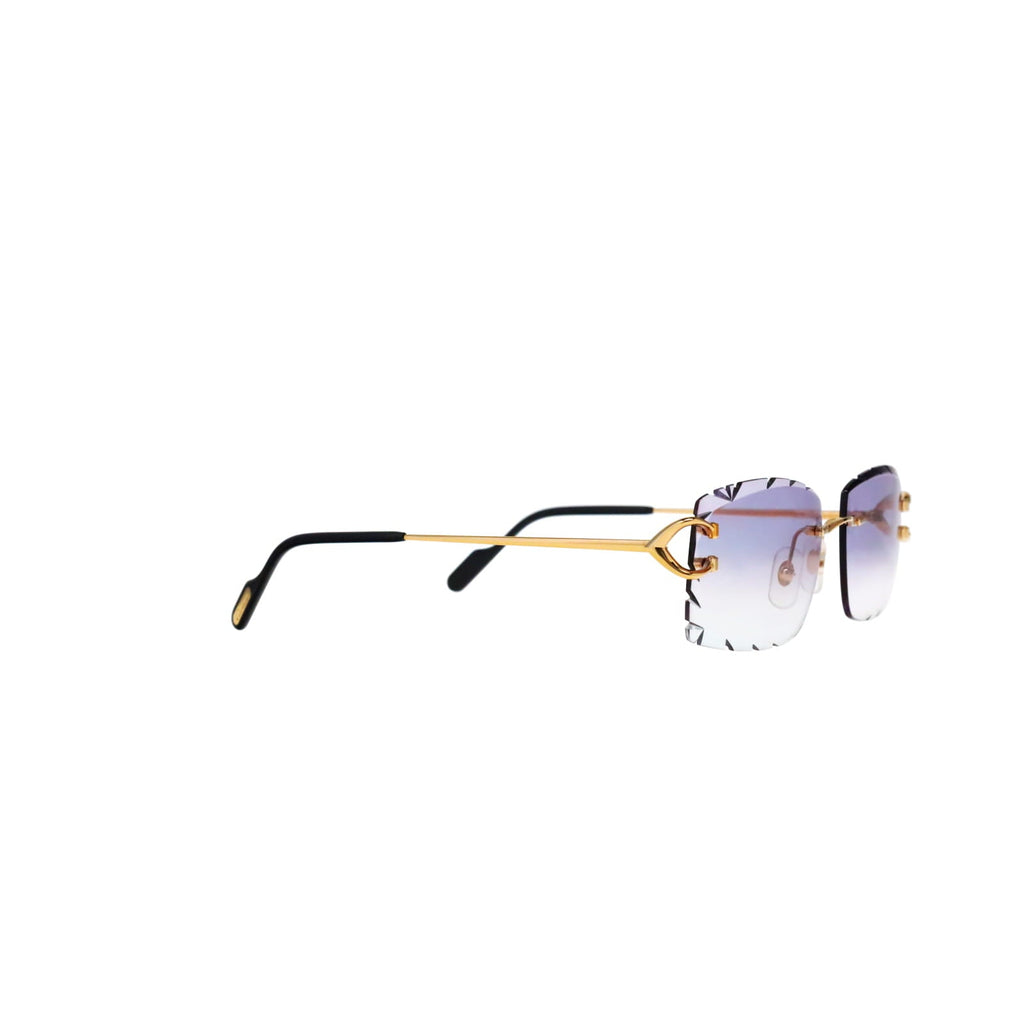 Cartier Custom Vintage Double C Diamond Cut Brooklyn Gold Sunglasses by MEG