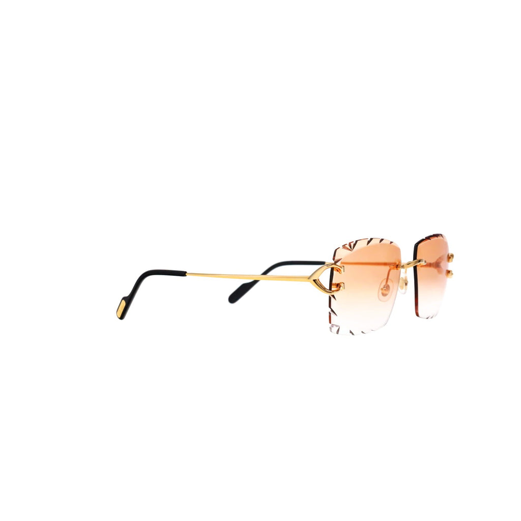 Cartier Custom Vintage Double C Diamond Cut Mykonos Gold Sunglasses by MEG