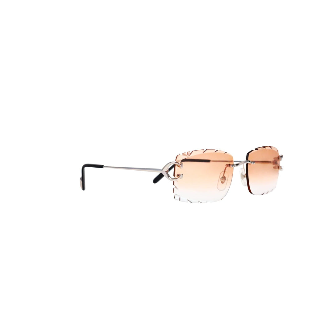 Cartier Custom Vintage Double C Diamond Cut Brooklyn Platinum Sunglasses by MEG