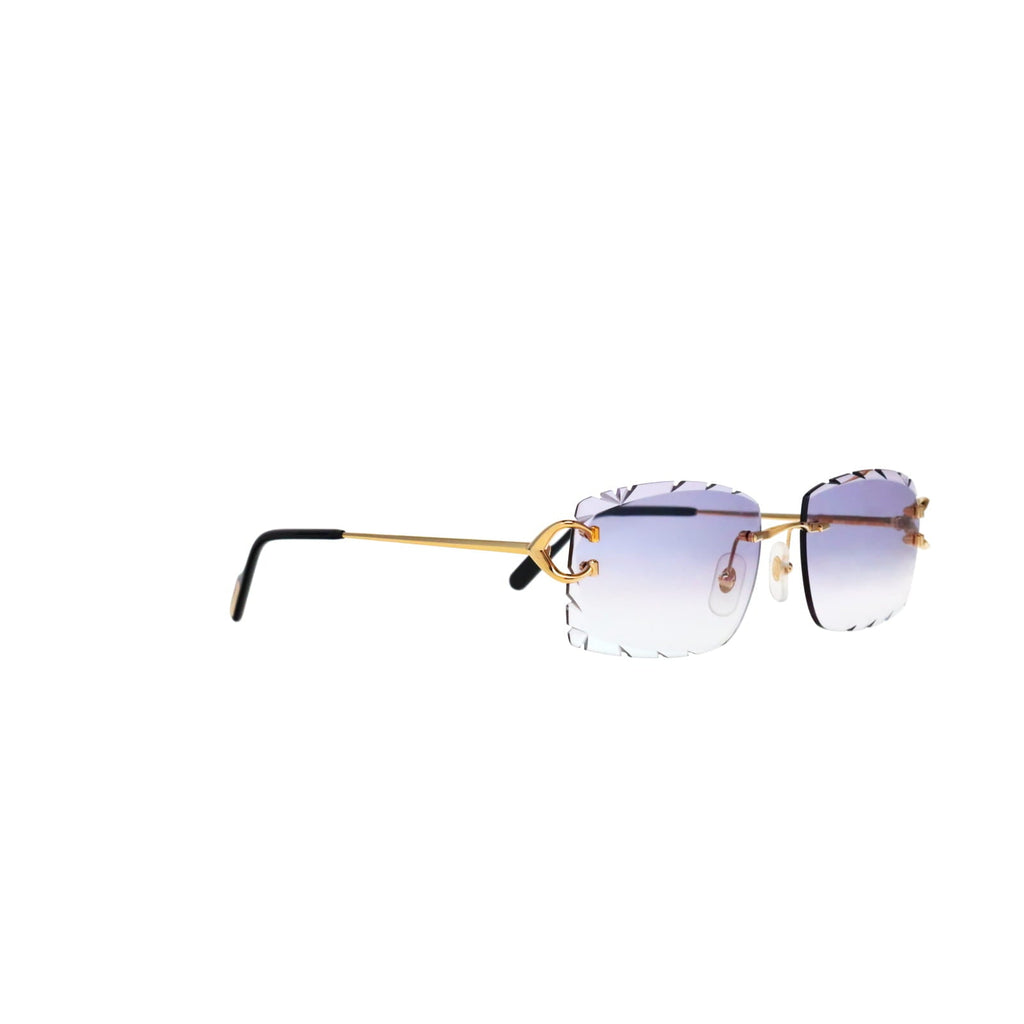 Cartier Custom Vintage Double C Diamond Cut Brooklyn Gold Sunglasses by MEG