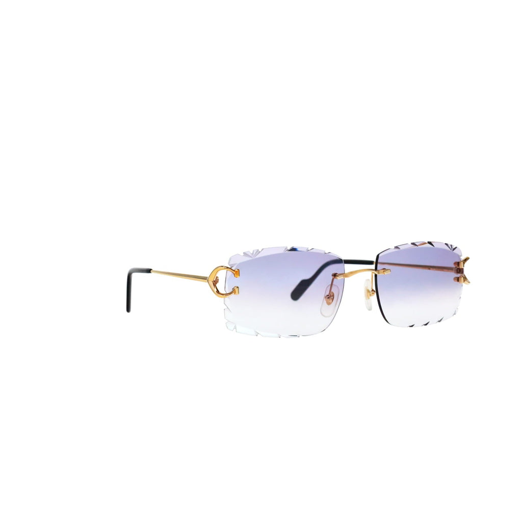Cartier Custom Vintage Double C Diamond Cut Brooklyn Platinum Sunglasses by MEG