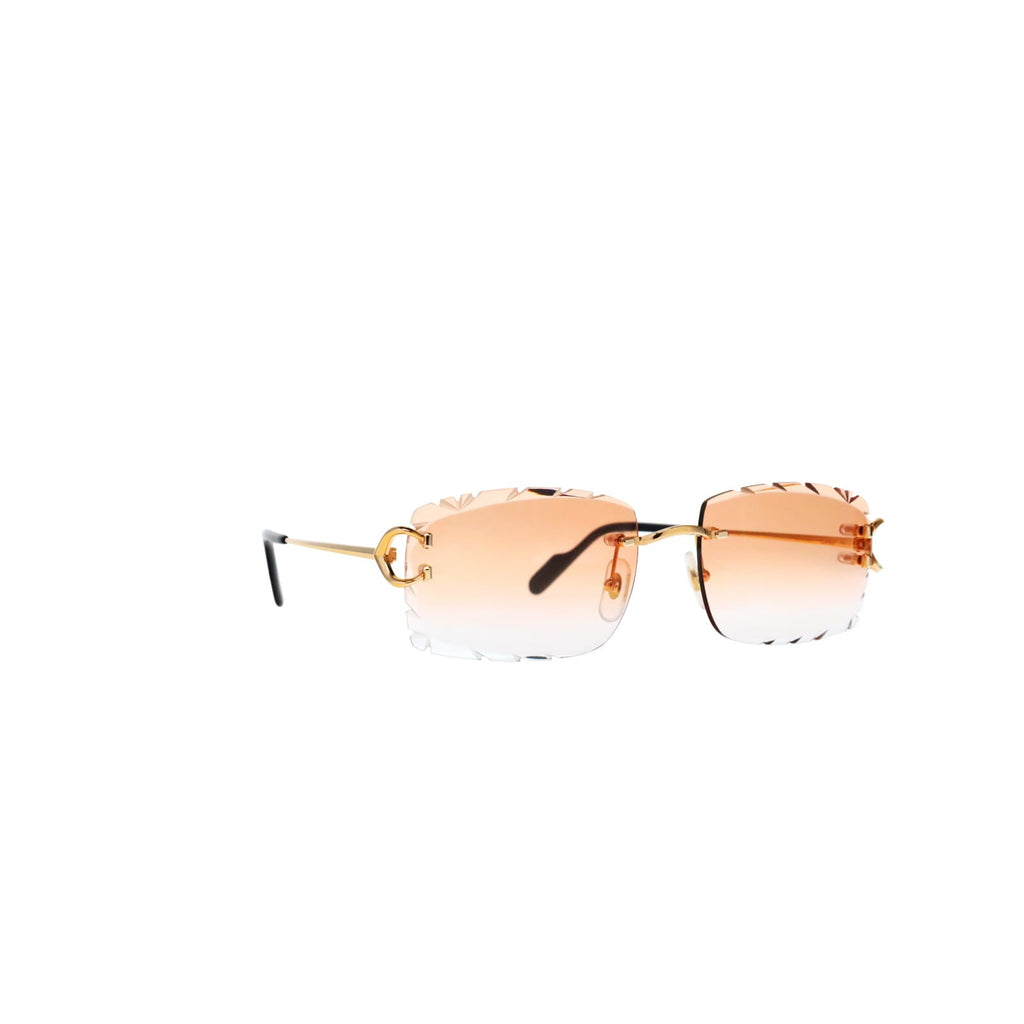 Cartier Custom Vintage Double C Diamond Cut Brooklyn Gold Sunglasses by MEG