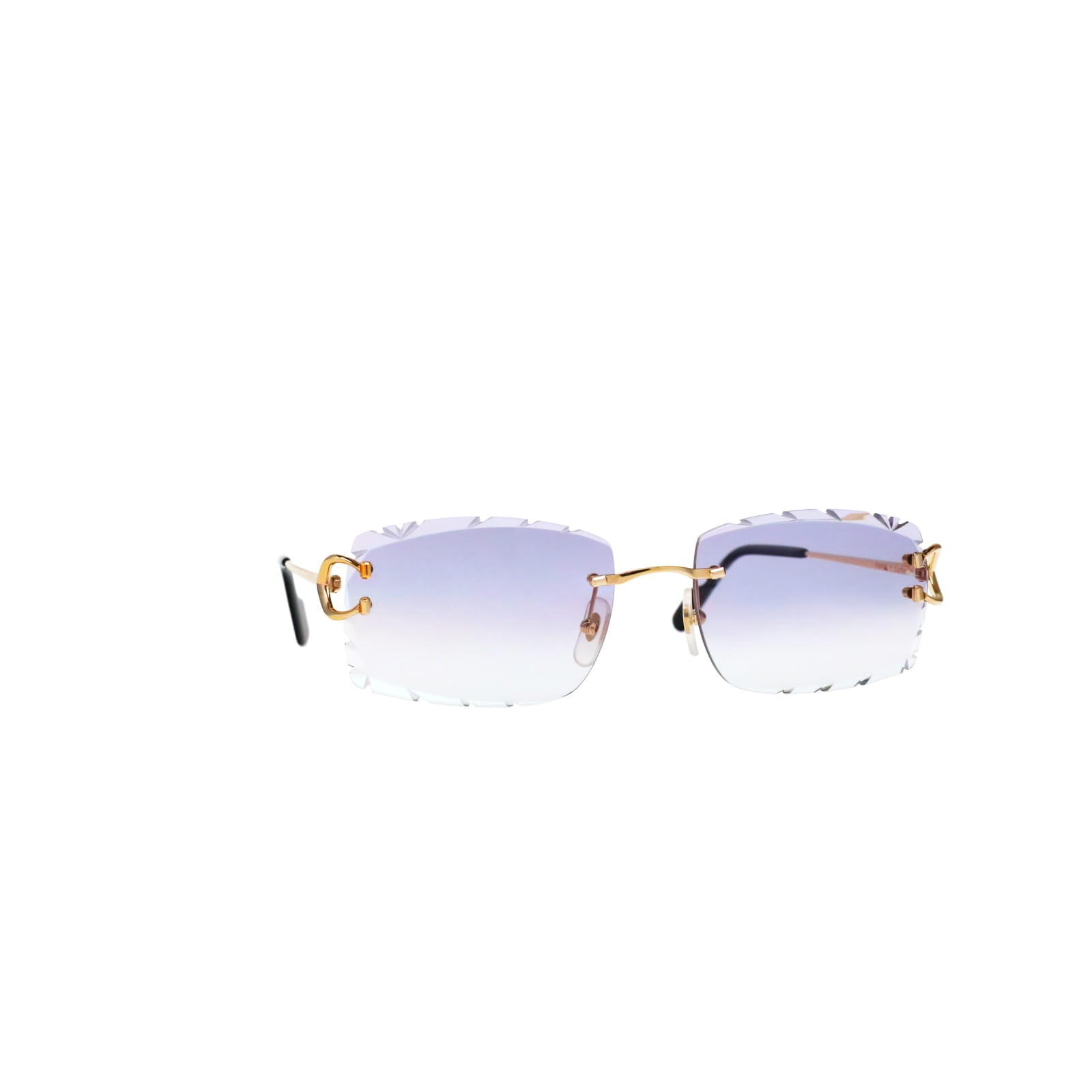 Cartier Custom Vintage Double C Diamond Cut Brooklyn Platinum Sunglasses by MEG