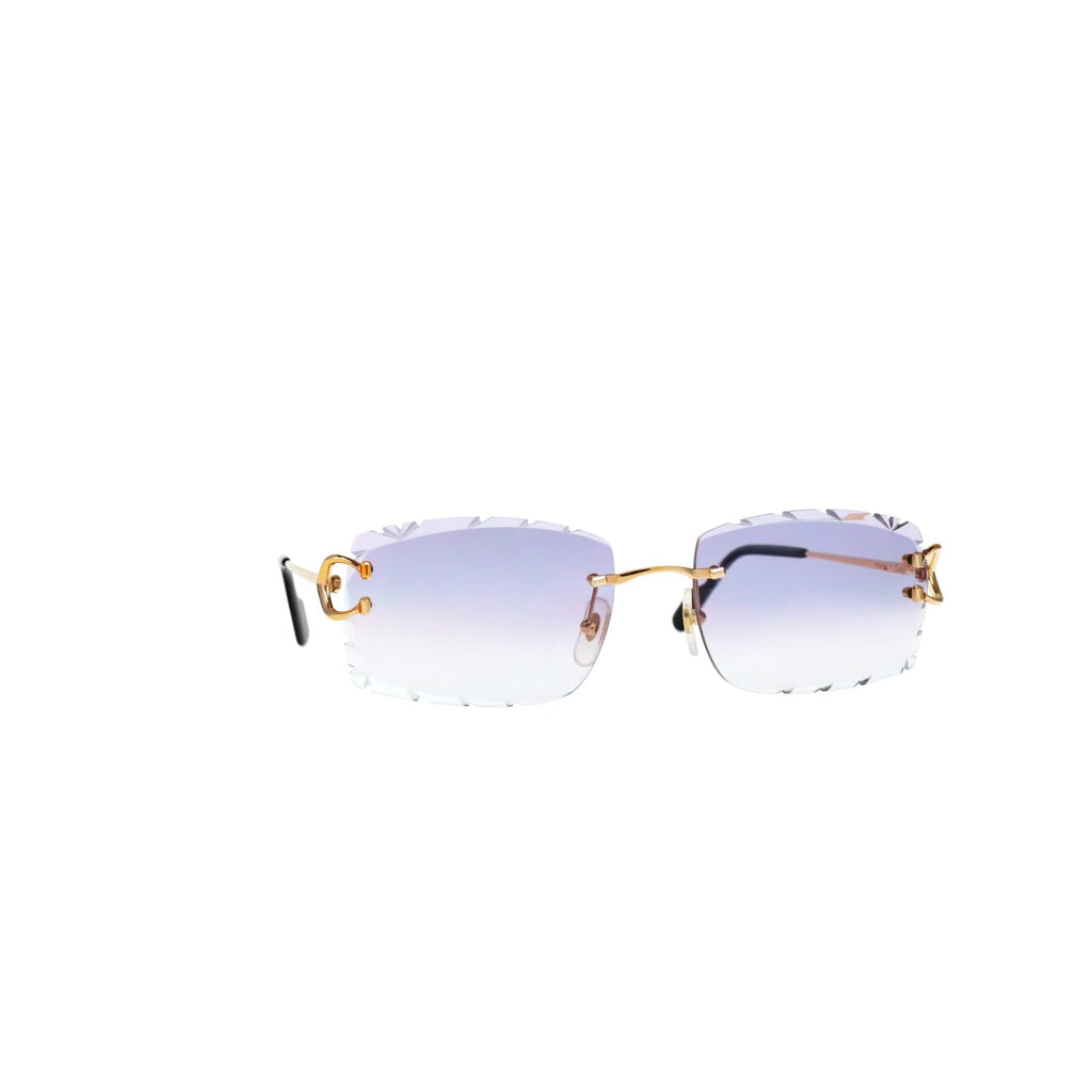 Cartier Custom Vintage Double C Diamond Cut Brooklyn Gold Sunglasses by MEG