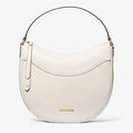 NWT Michael Kors LARGE Dover Top Zip Half Moon Leather Shoulder white Bag