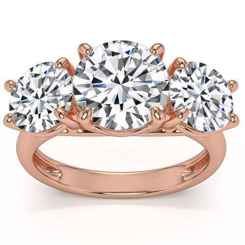 5 1/2Ct Three Stone Lab Grown Diamond Engagement Ring White Yellow or Rose Gold