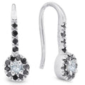 1/4ct Black Diamond Dangle Drop Studs Earrings 10K White Gold
