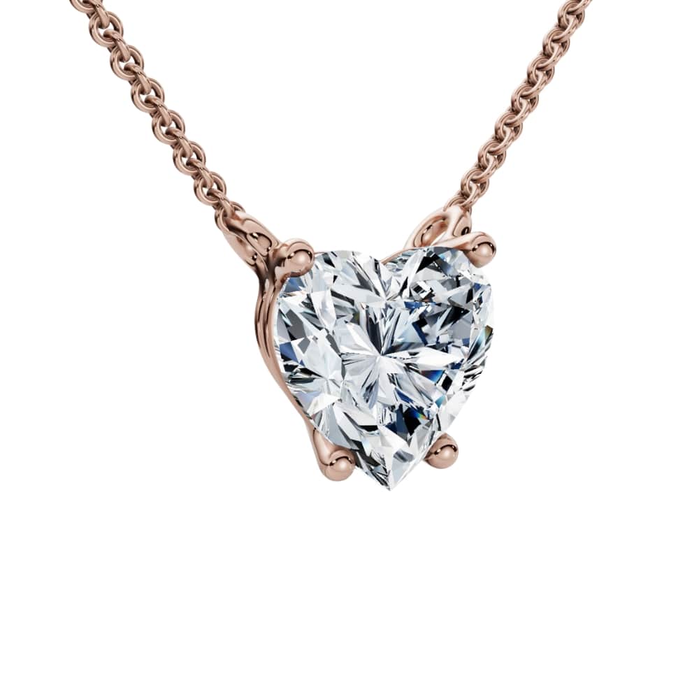 1Ct Heart Shape Diamond Solitaire Diamond Pendant 14k Gold Necklace Lab Grown