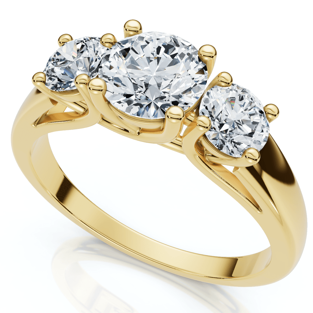 1Ct Three Stone Diamond Engagement Ring 14k Gold or Platinum Lab Grown FG/VS